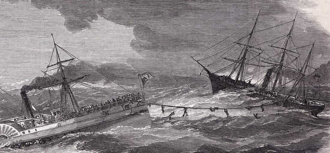 Rescue at Sea, naval expeditionary force, November 2, 1861, artist's impression, detail