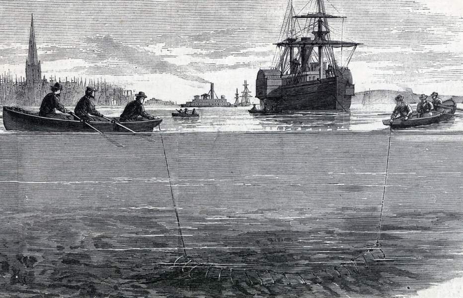 Search for the body of recent suicide Preston King, Hudson River, November, 1865, artist's impression, detail