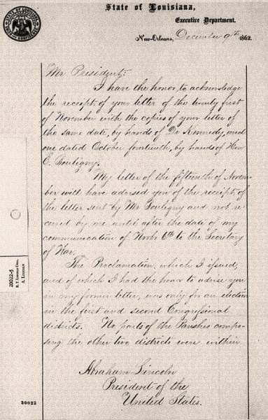 George F. Shepley to Abraham Lincoln, Tuesday, December 09, 1862 (page 1)