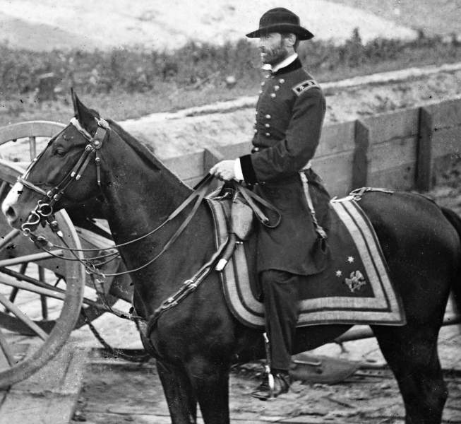 General William T. Sherman on horseback, Atlanta, Georgia, November 1864, detail