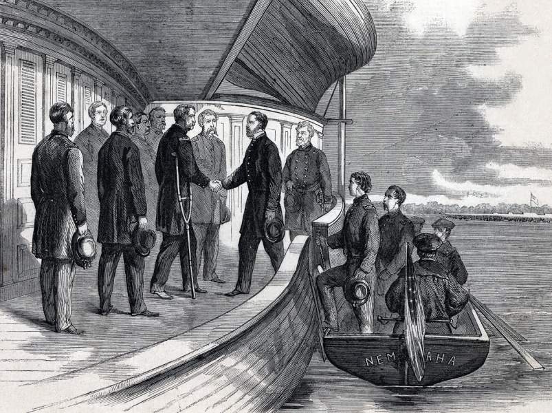 General Sherman meeting Union naval forces, completing his march to the sea, December 14, 1864, artist's impression