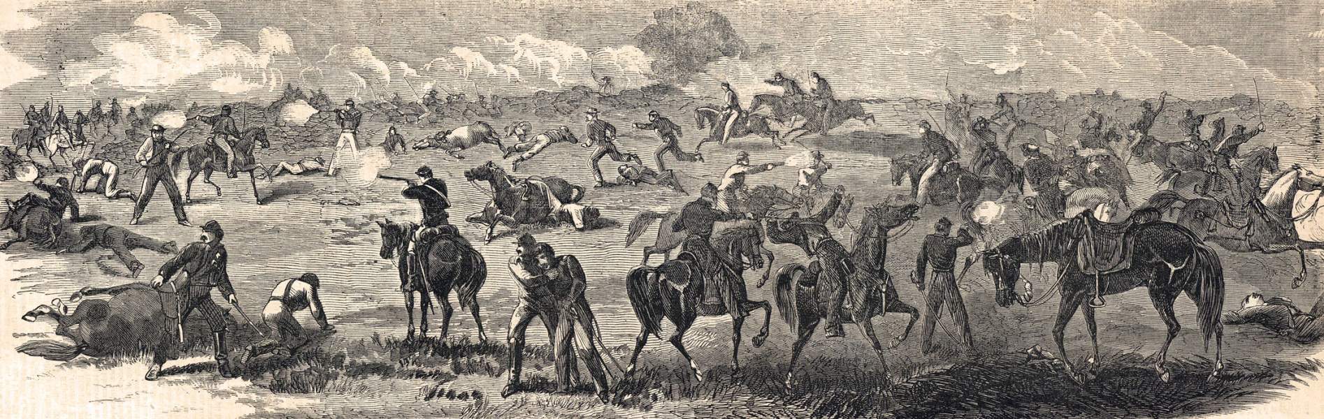 Cavalry skirmish, Upperville, Virginia, June 21, 1863, artist's impression, zoomable image