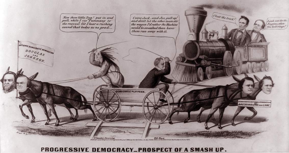 "Progressive Democracy," cartoon, 1860, zoomable image