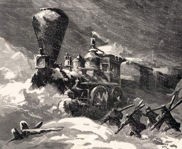"Sufferings in a Snow Storm on the Michigan Central," Harper's Weekly, January 1864, artist's impression, detail