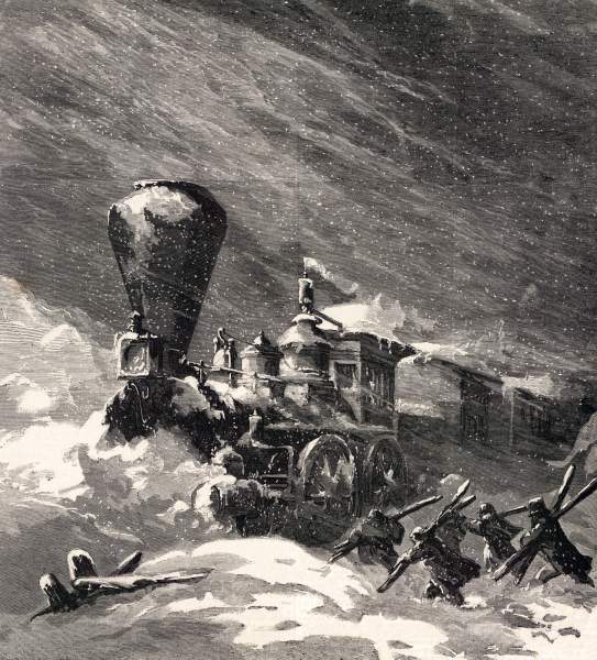 "Sufferings in a Snow Storm on the Michigan Central," Harper's Weekly, January 1864, artist's impression, zoomable image