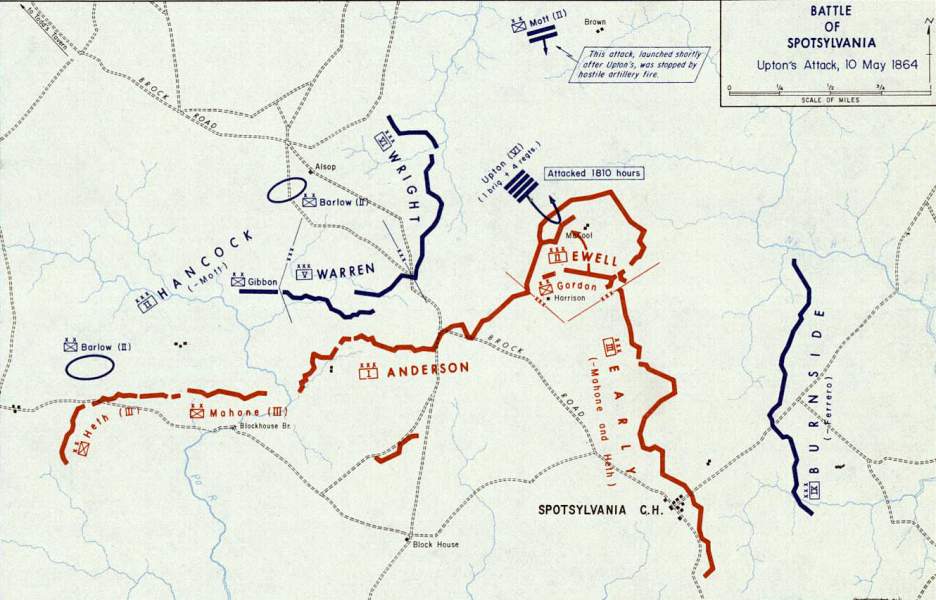 Battle of Spotsylvania, May 10, 1864, campaign map, zoomable image