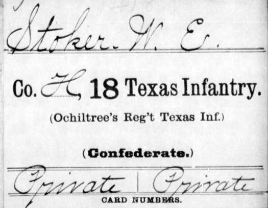 Confederate Private William E. Stoker, Enlist May 1862, detail