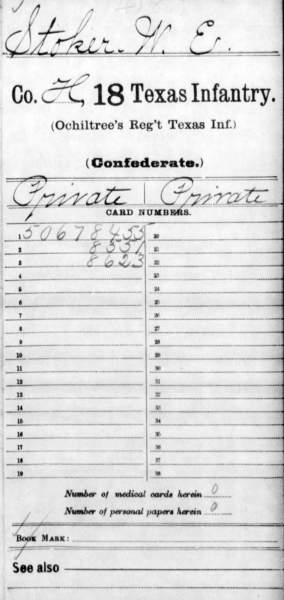 Confederate Private William E. Stoker, Enlist May 1862 (Page 1)