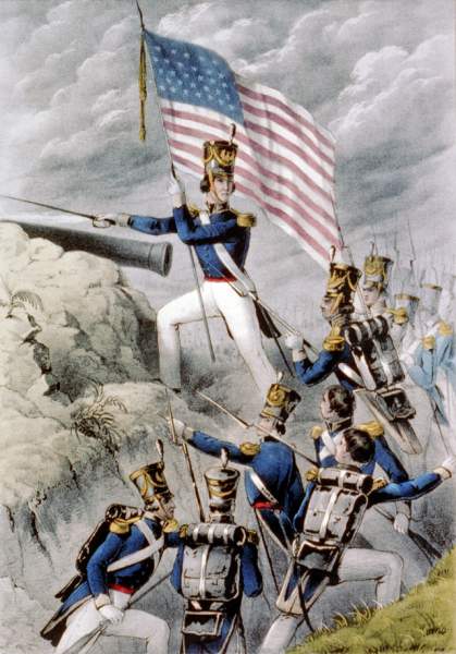 "Storming of the Heights of Monterey", Mexico, September 21, 1846, Currrier and Ives print, circa 1846