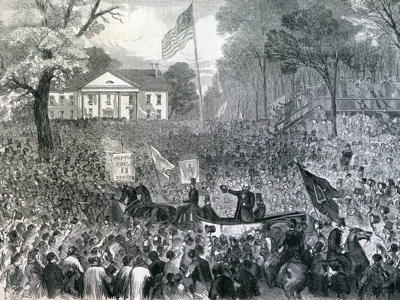 Arrival of James Stephens at the Fenian gathering in Jones's Wood, New York, April 15, 1866, artist's impression