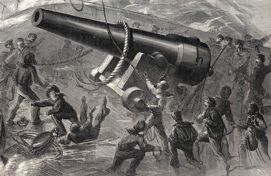 The U.S.S. Richmond in a Storm, artist's impression, May 1864, detail