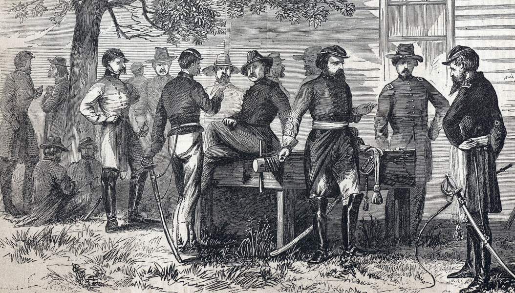Confederate surrender negotiations, Orange County, North Carolina, April 18, 1865, artist's impression, zoomable image, detail
