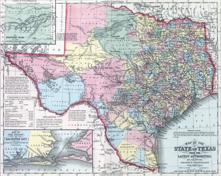 Texas, 1857, zoomable map