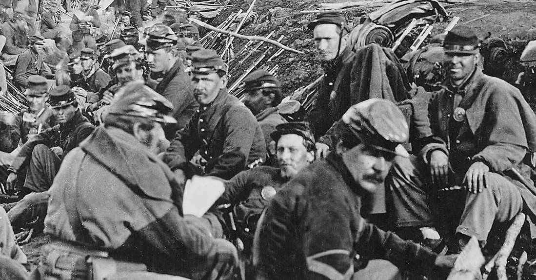 Men of VI Corps, Army of the Potomac preparing for the Assault on Marye's Heights, outside Fredericksburg, May 3, 1863, detail