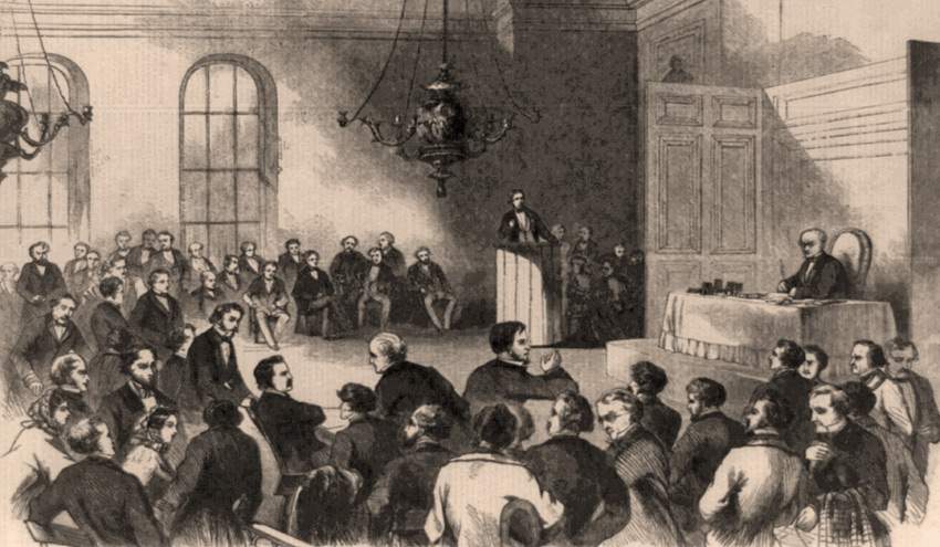 Trial of Daniel Sickles for the murder of Philip Barton Key in Washington, DC, April 1859