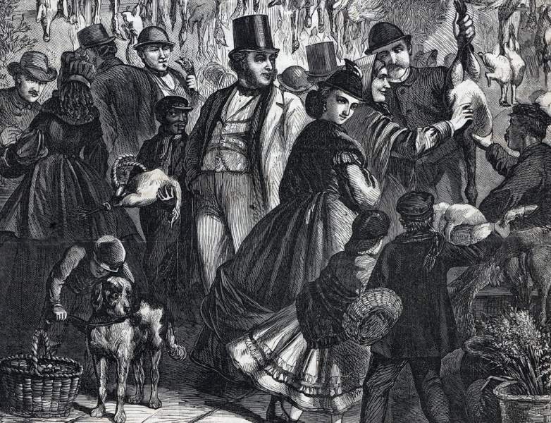 "Buying the Christmas Turkey," New York City, Frank Leslie's Illustrated Newspaper, December 1865, detail
