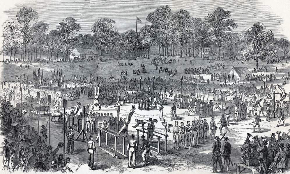 "Schauturnen," German-American "Turnfest," New York, September 12, 1864, artist's impression, zoomable image