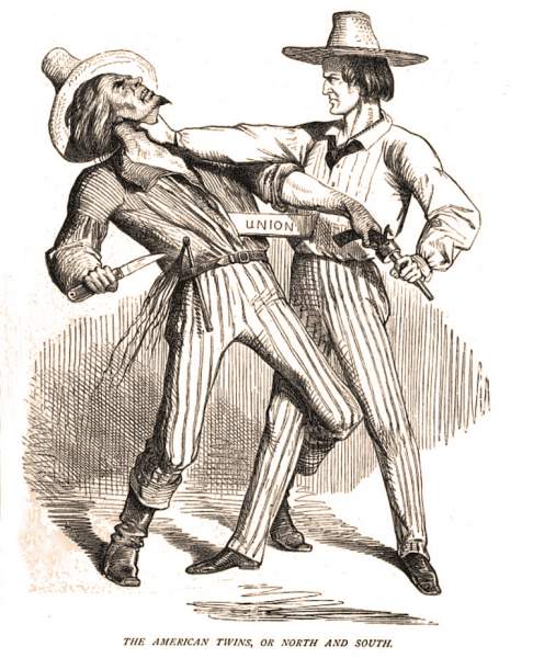 "American Twins: Or North and South," Punch Magazine (London), 1856, cartoon