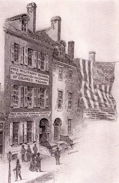 Training School for officers of black troops, Chestnut Street, Philadelphia, Pennsylvania, circa 1864