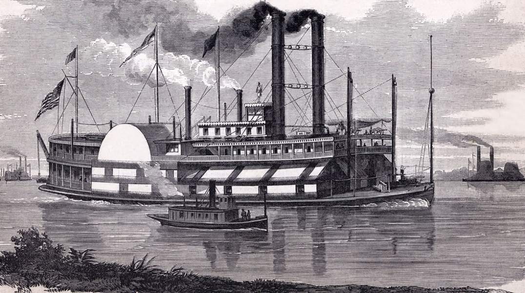 U.S.S. Black Hawk, flagship of Rear Admiral David Dixon Porter, Mississippi Campaign, 1863, artist's impression