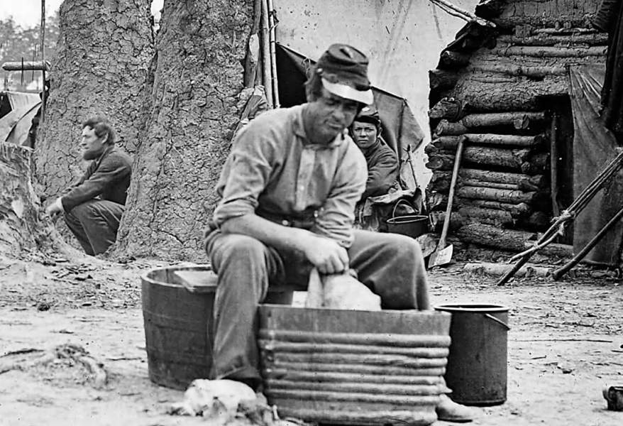 Union Army Camp Scene, Mathew Brady photograph, detail