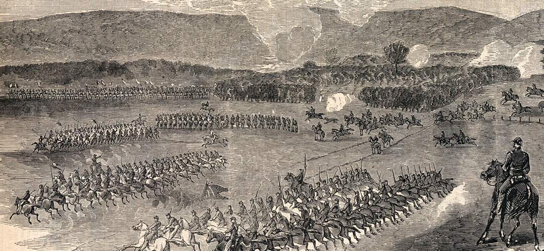 Cavalry skirmishing near Upperville, Virginia, June 21, 1863, artist's impression, detail