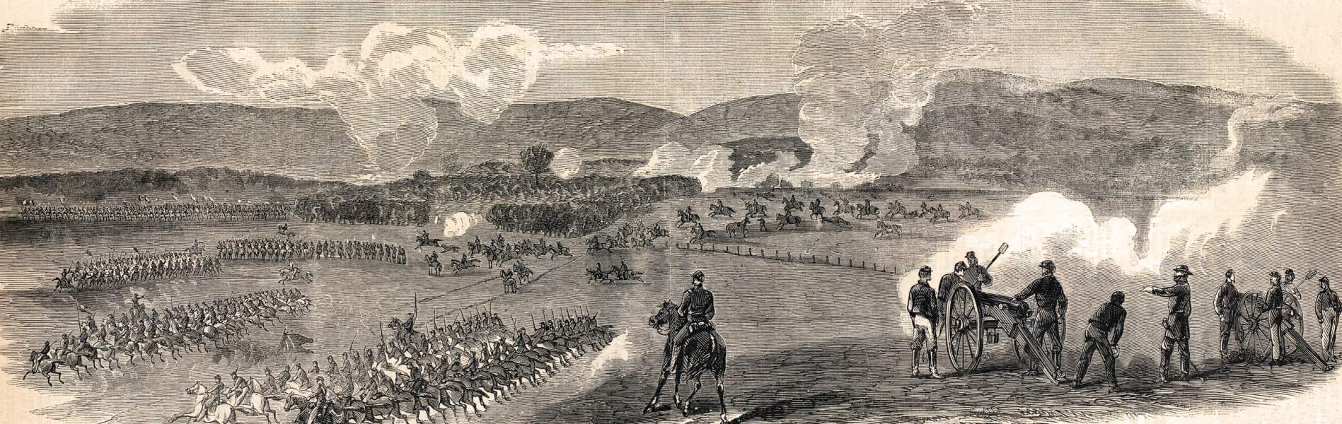 Cavalry skirmishing near Upperville, Virginia, June 21, 1863, artist's impression, zoomable image