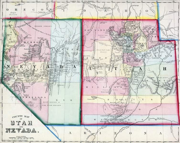 Utah and Nevada, 1865, zoomable map
