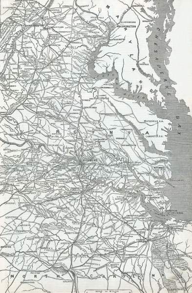 Map of Virginia, May 1864, with military operations, Harper's Weekly, zoomable image