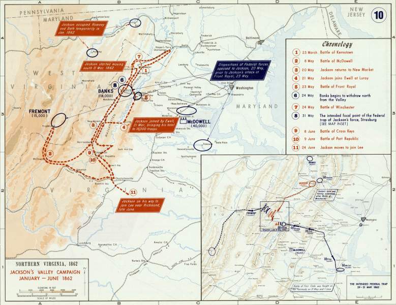 Jackson's Valley Campaign, Spring, 1862, campaign map, zoomable image