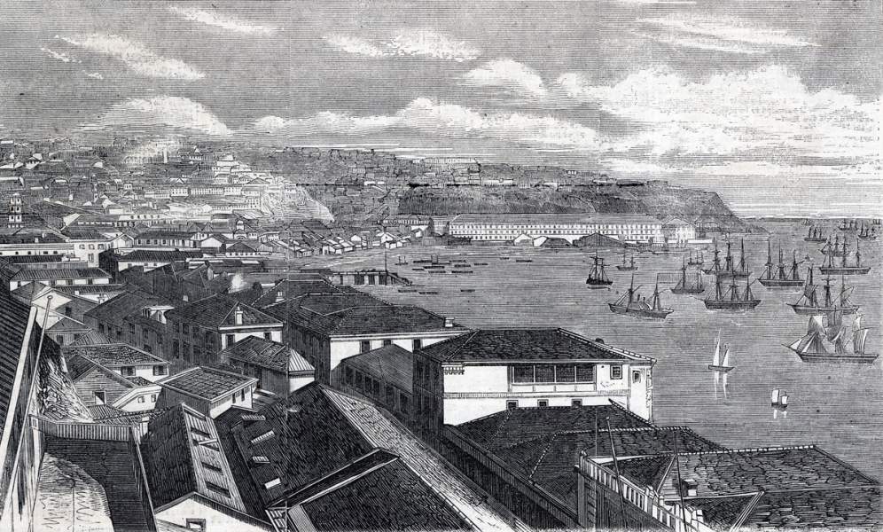 Valparaiso, Chile, 1865, artist's impression