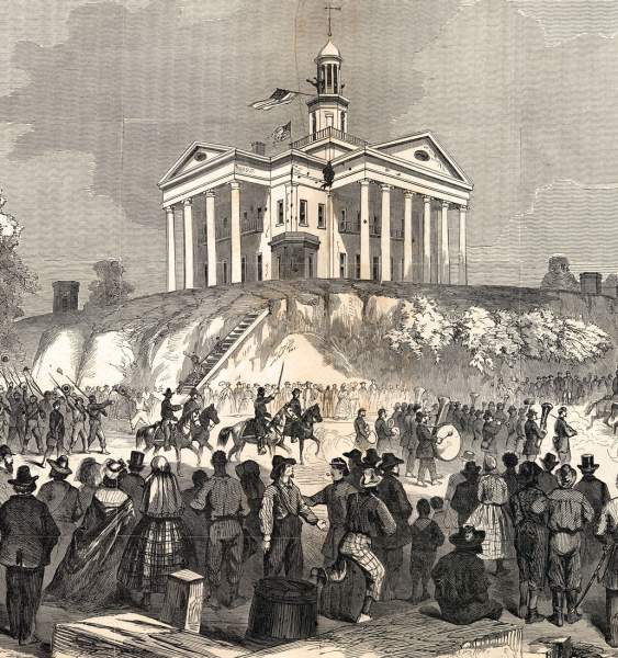Federal troops march into Vicksburg, Mississippi, July 4, 1863, artist's impression, further detail