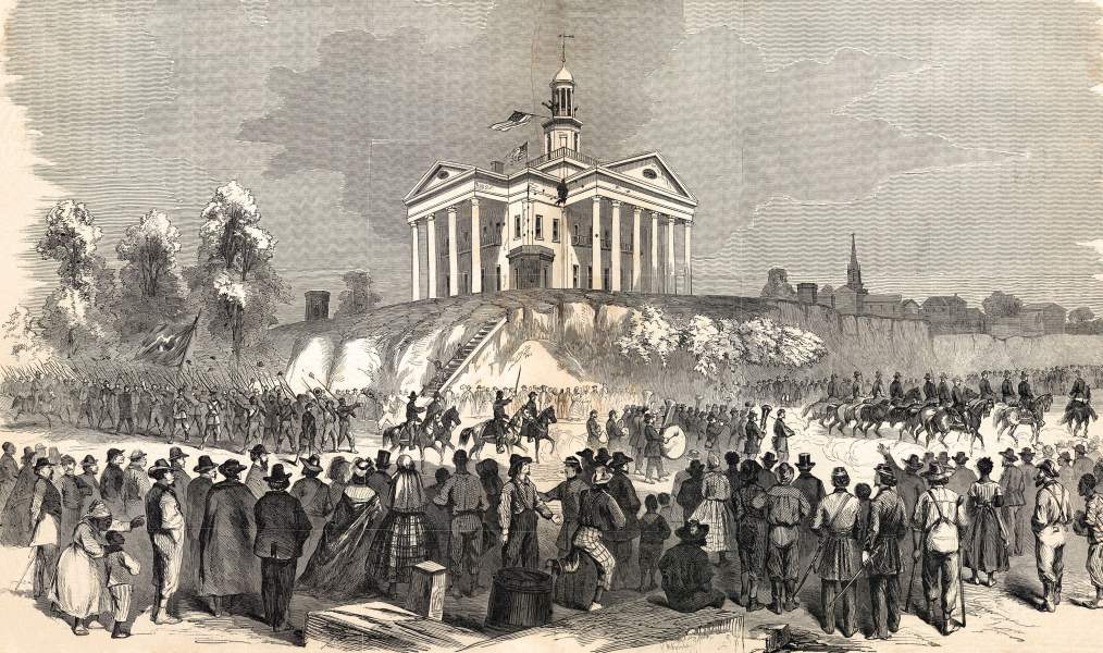 Federal troops march into Vicksburg, Mississippi, July 4, 1863, artist's impression, zoomable image