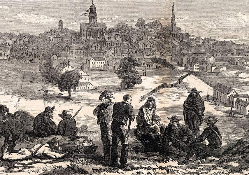 View of Vicksburg, Mississippi after the surrender, July 1863, artist's impression, detail