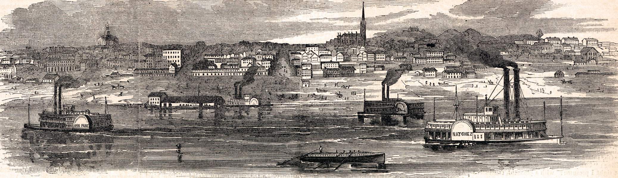 Vicksburg, Mississippi, pre-Civil War, artist's impression, zoomable image