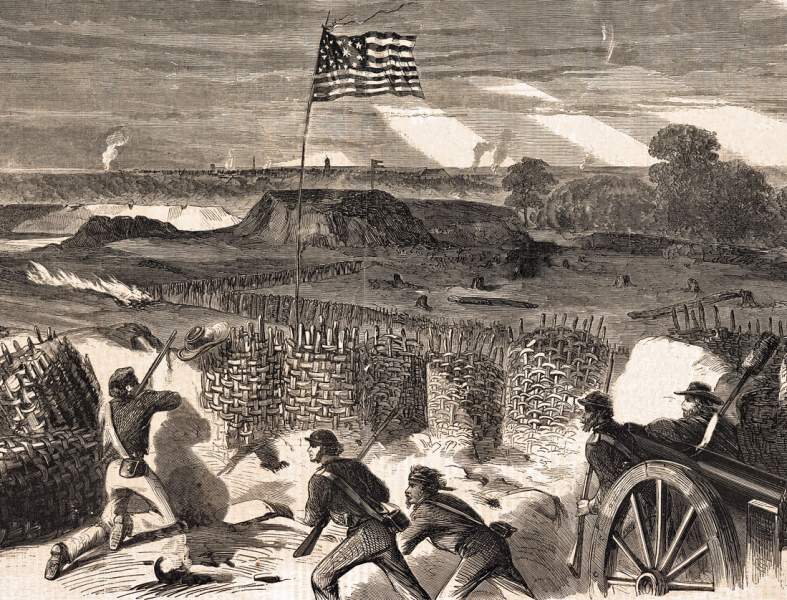 Union saps advancing on Vicksburg's defenses, June 1863, artist's impression, detail