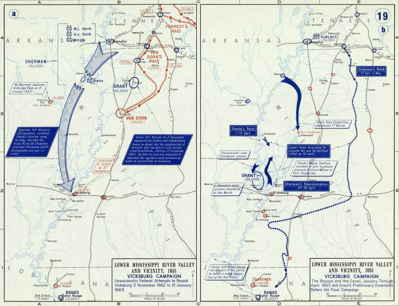 Vicksburg Campaign, November 1862 to April 1863, campaign map, zoomable image