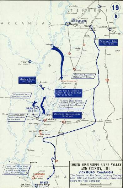 Vicksburg Campaign, January-April, 1863, campaign map, zoomable image