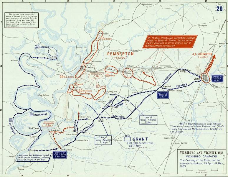 Vicksburg Campaign, April-May, 1863, campaign map, zoomable image