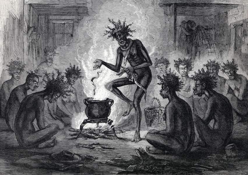 "Voodoo at Mobile - Strange Superstition of the Negro," November, 1865, artist's impression