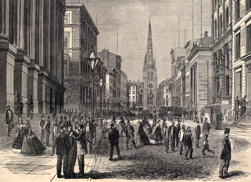 Wall Street, New York City, 1866, engraving, detail