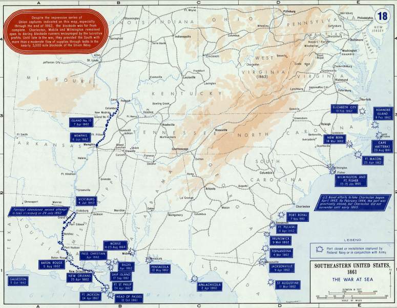 The Civil War at Sea 1861-1865, campaign map, zoomable image