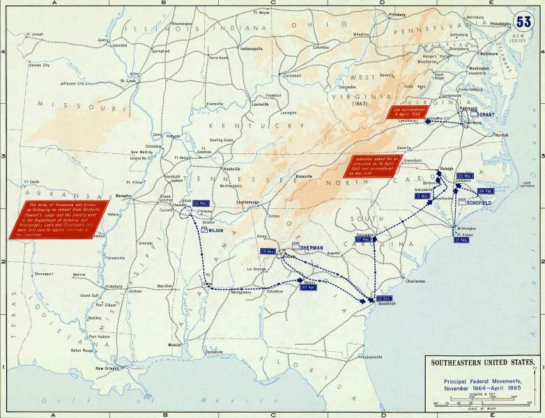 War Situation, November, 1864 through April, 1865, campaign map, zoomable image