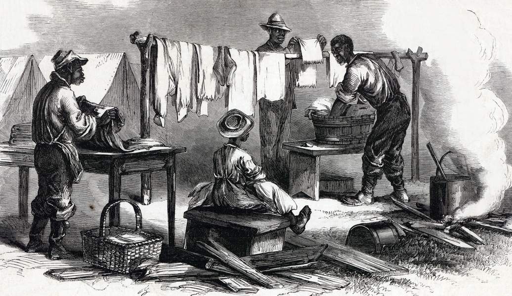 African-American laundrymen, Army of the Potomac, November 1864, artist's impression, zoomable image