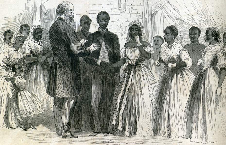 Freedmens' Bureau Wedding, Vicksburg, Mississippi, June 1866, artist's impression