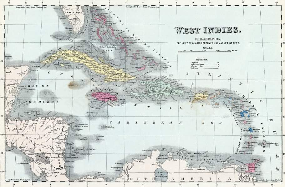 Caribbean and West Indies, 1857, zoomable map