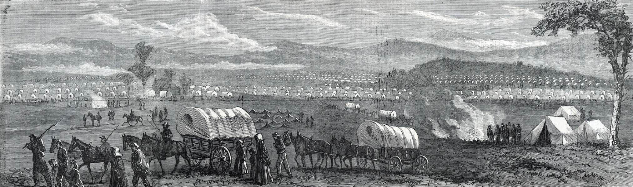 Union Army Wagon Train, Shenandoah Valley, Virginia, November, 1864, artist's impression, zoomable image