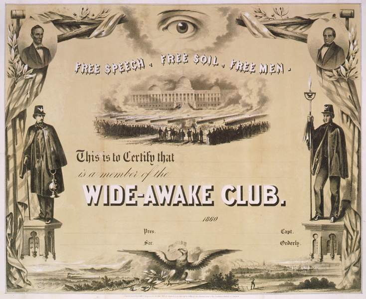 "Wide-Awake" membership certificate, 1860