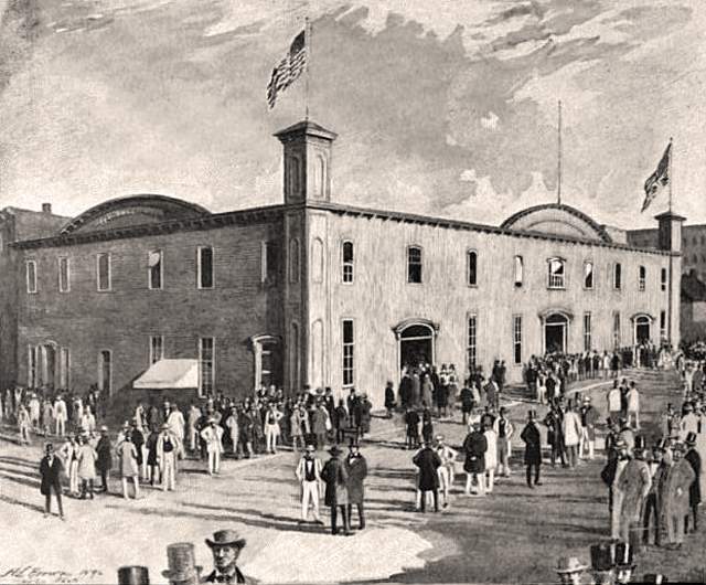 "The Wigwam," site of the 1860 Republican Convention, Chicago, Illinois, drawing