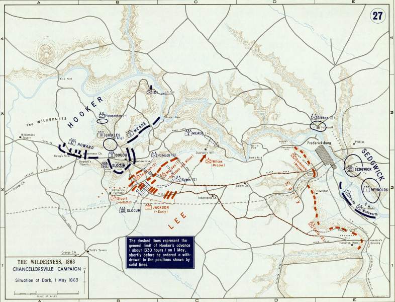 Battle of Chancellorsville, May 1, 1863,  campaign map, zoomable image